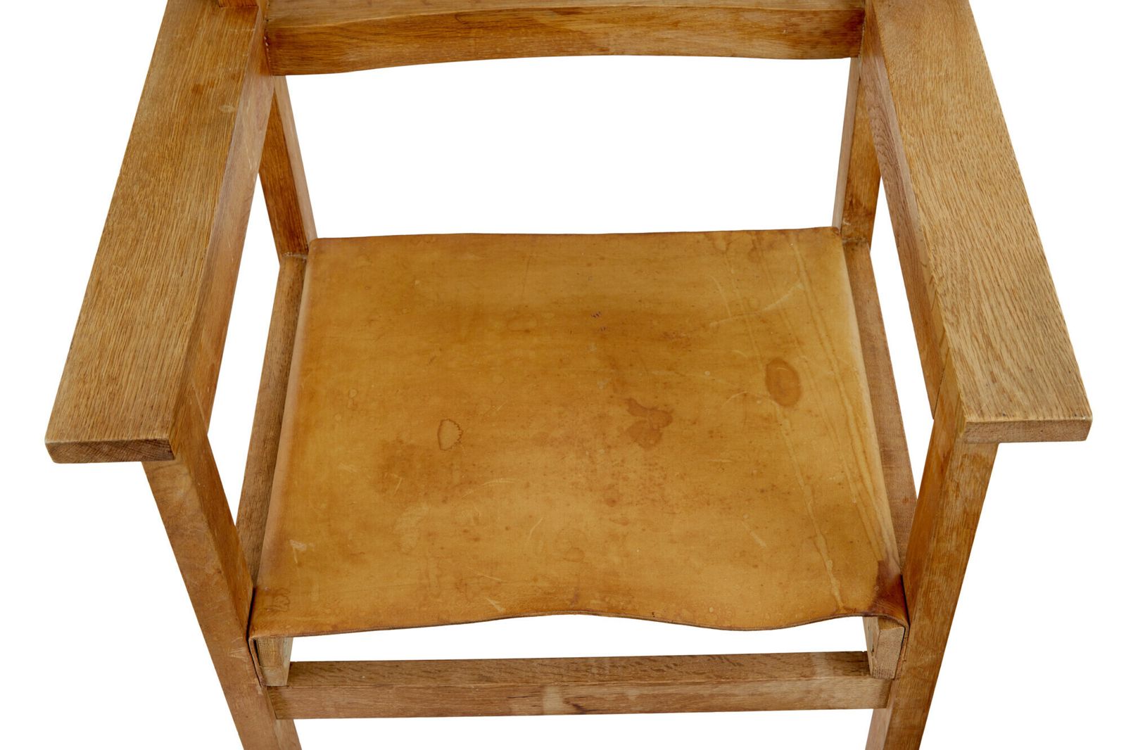 Set Of 6 1960’s Scandinavian Modern Oak And Leather Armchairs photo for sale