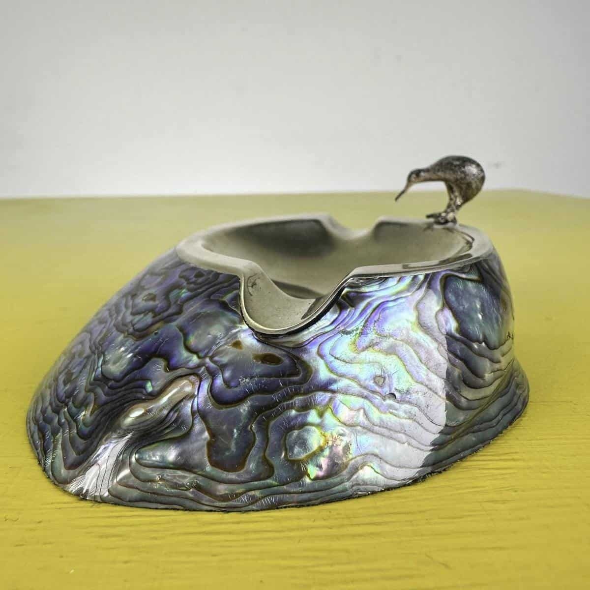 Vintage Paua Shell Ashtray With Kiwi Bird New Zealand photo Home Decor