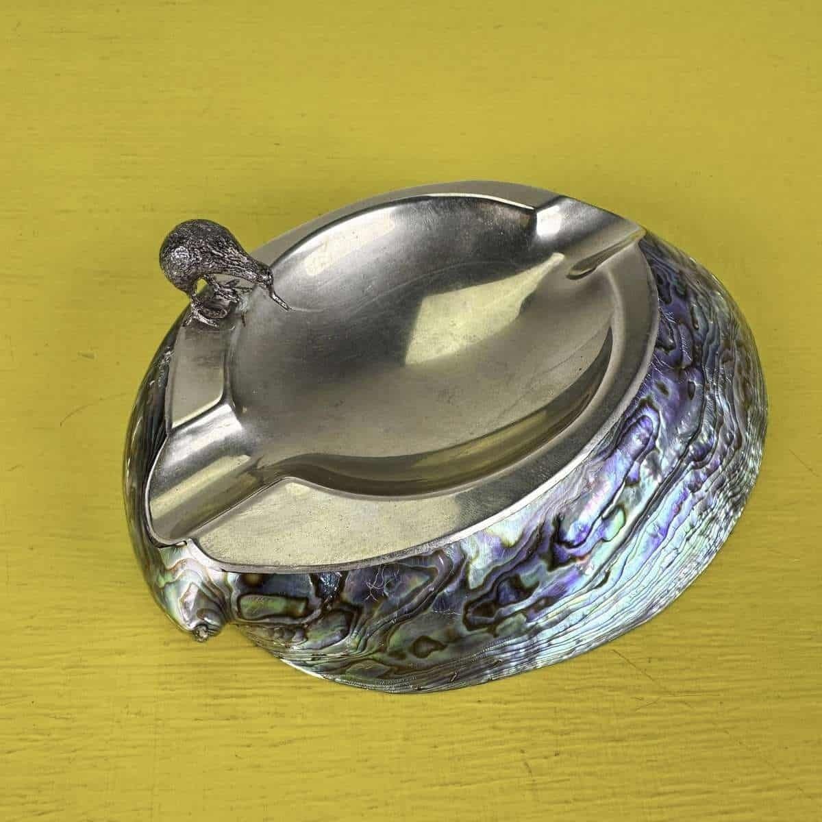 Vintage Paua Shell Ashtray With Kiwi Bird New Zealand photo buy