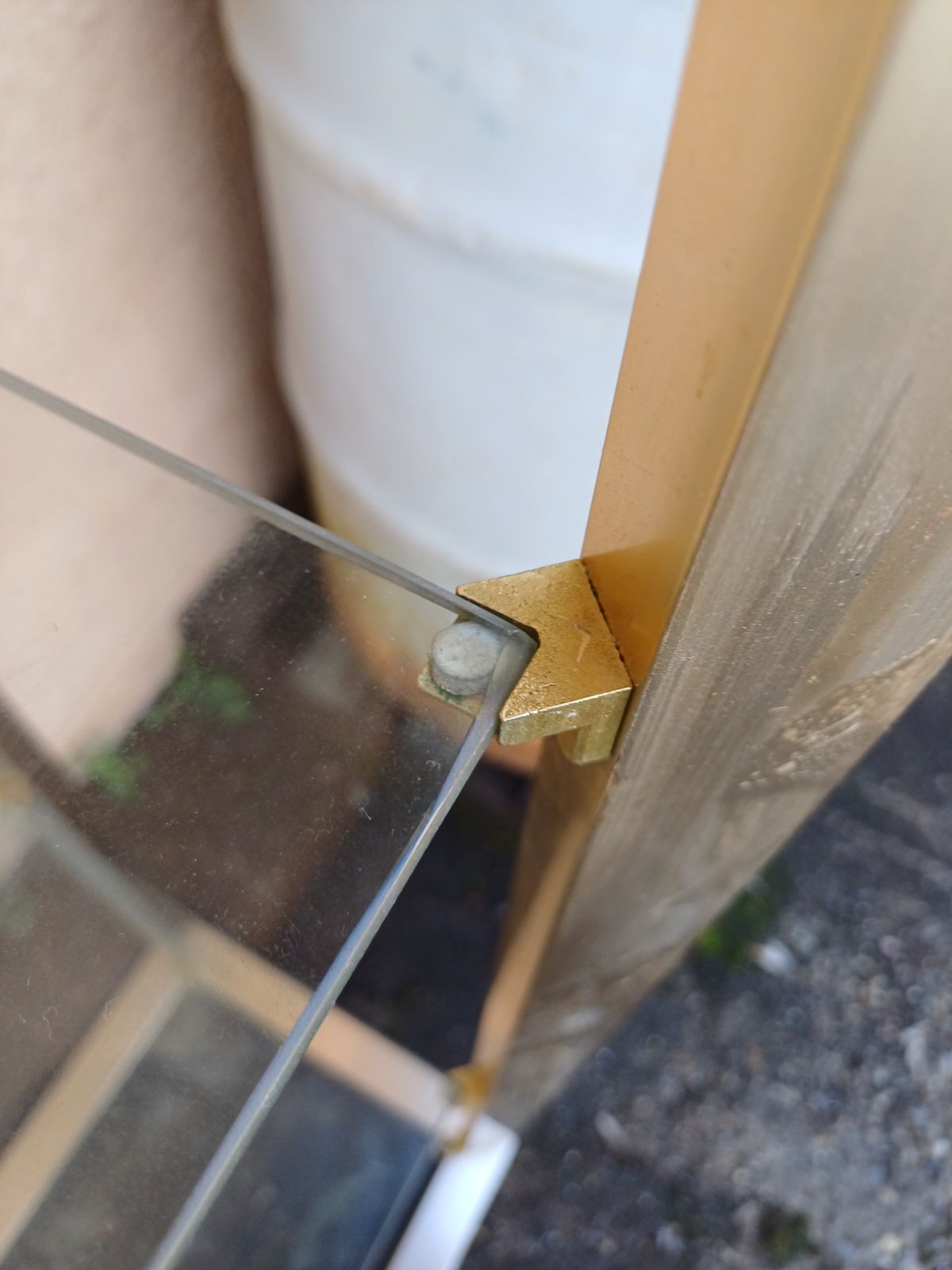 Vintage Shelving Unit In Gold Aluminum And Glass photo Furniture