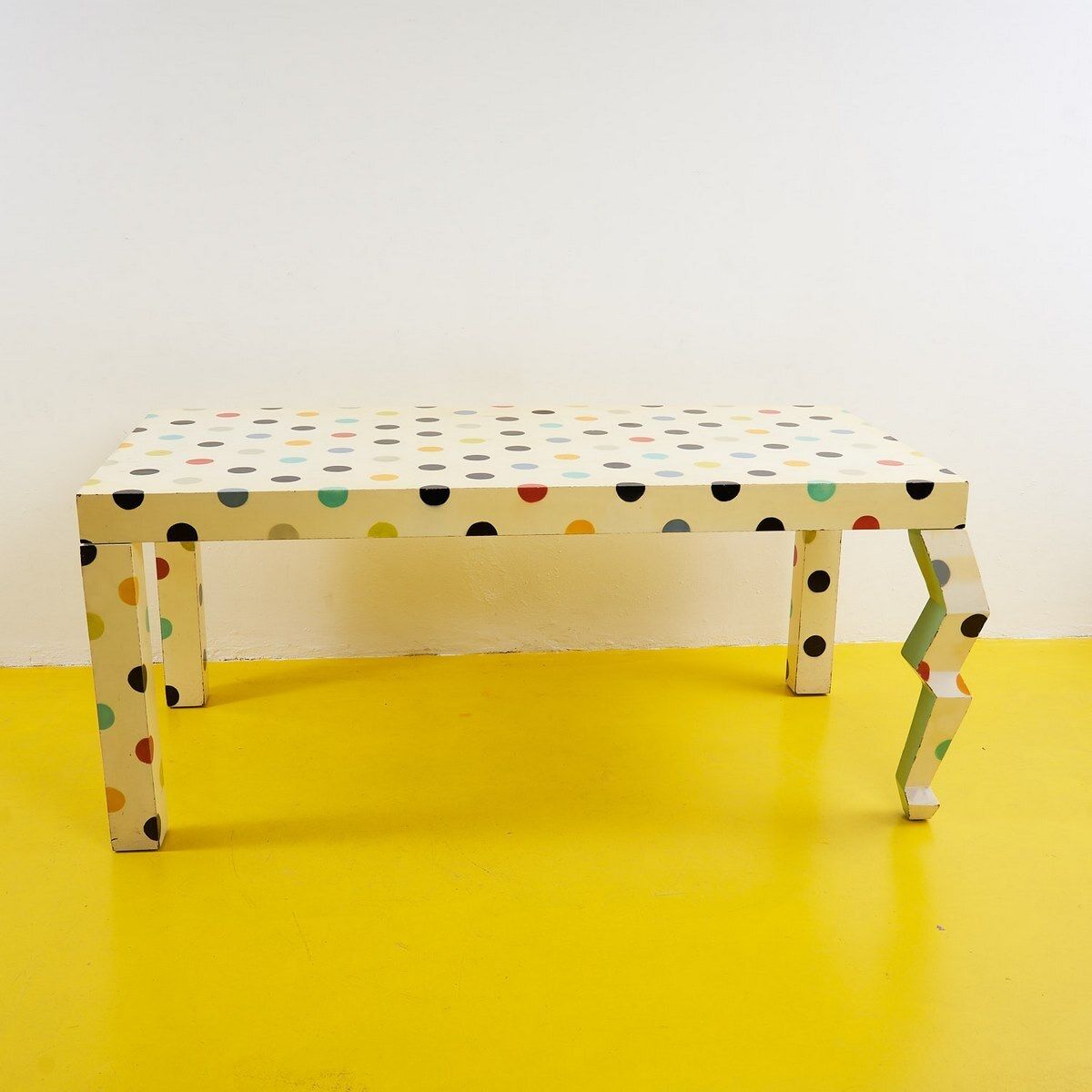Design Table In Laminated Wood With Polka Dots, Seletti Piu Damien Hirst