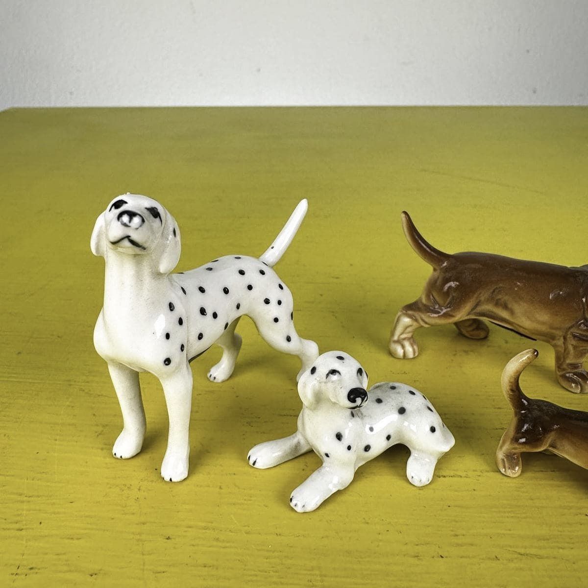 Miniature Bone China Japan Dogs, 5 Pieces photo for sale