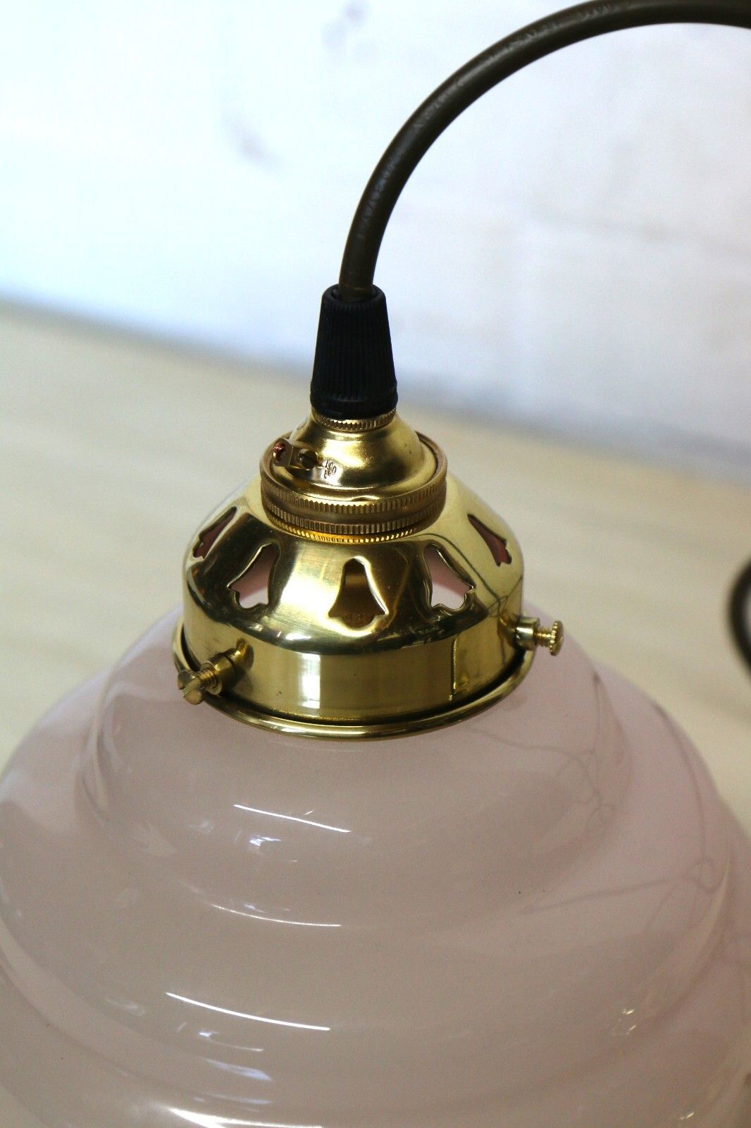 Ceiling Light Antique French Cafe Blush Pink Lampshade Etched With New Fittings photo vinterior