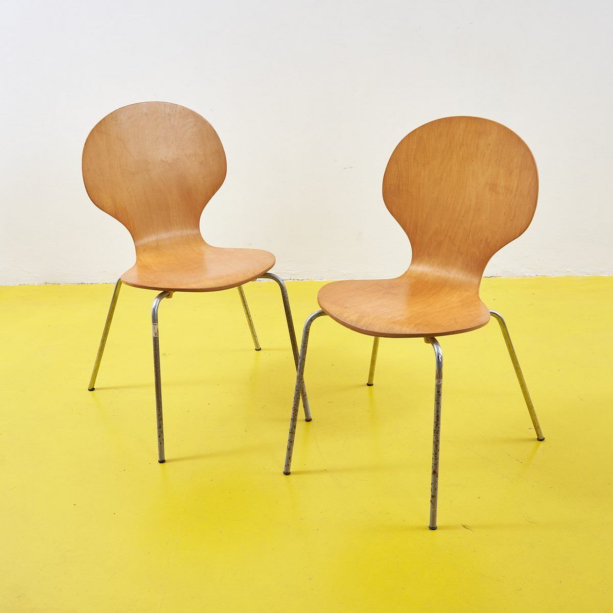 Pair Of Vintage Wooden Chairs, 1970s