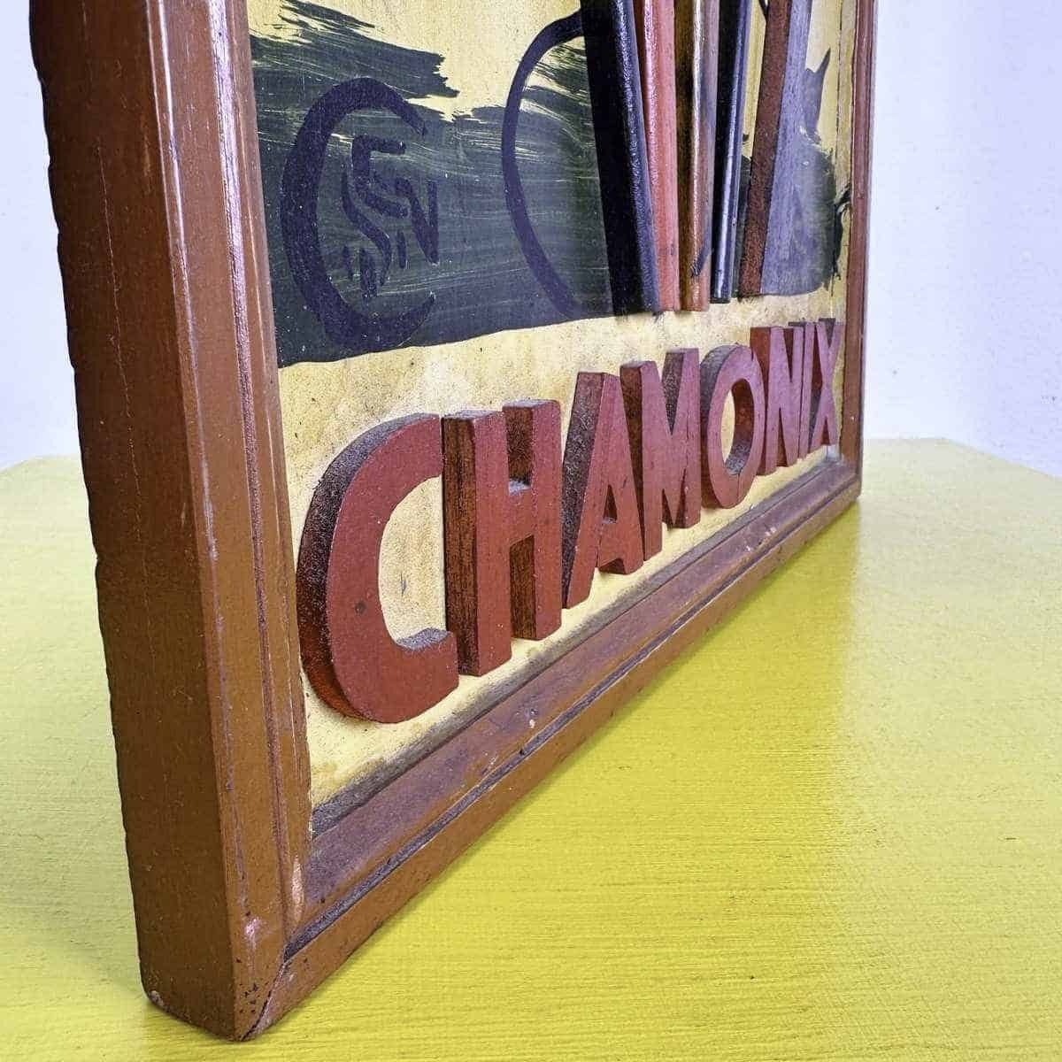 Vintage Wooden Sign Chamonix photo vinterior