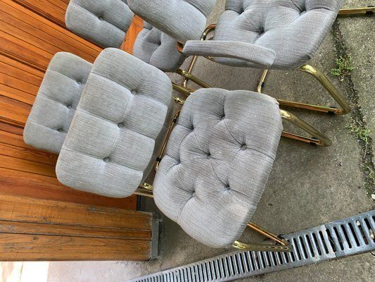 photo furniture Vintage Italian Dining Chairs And Table In Brass, 1970s, Set Of 5