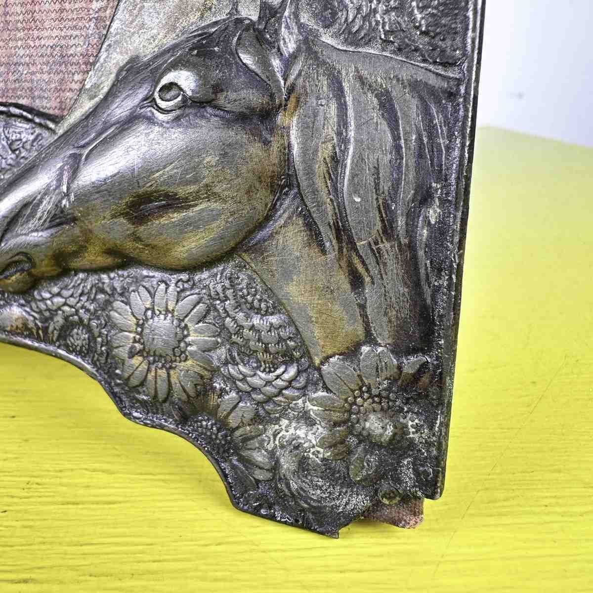 Rare Photo Frame, Early 1900s Liberty In Bronze With Horse Decoration photo vinterior