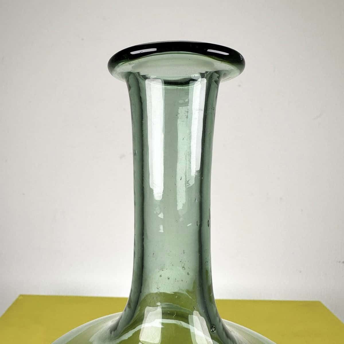Vintage Green Blown Glass Cone Bottle photo Home Decor