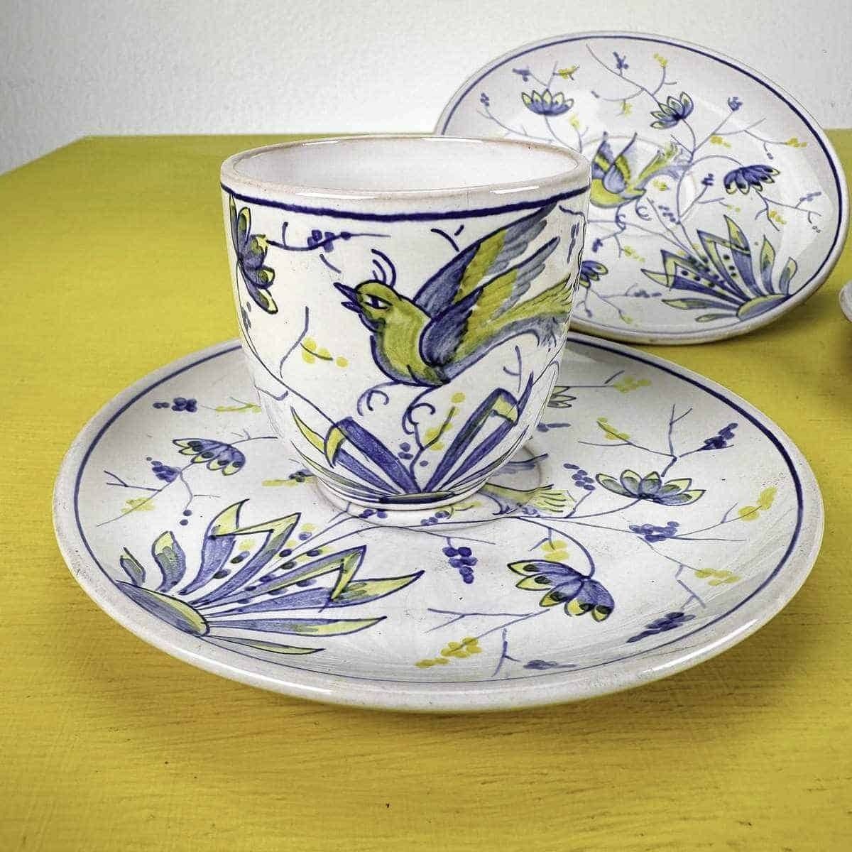 Pair Of Cups Plus 3 Saucers In Majolica Santarelli Gualdo Tadino photo furniture
