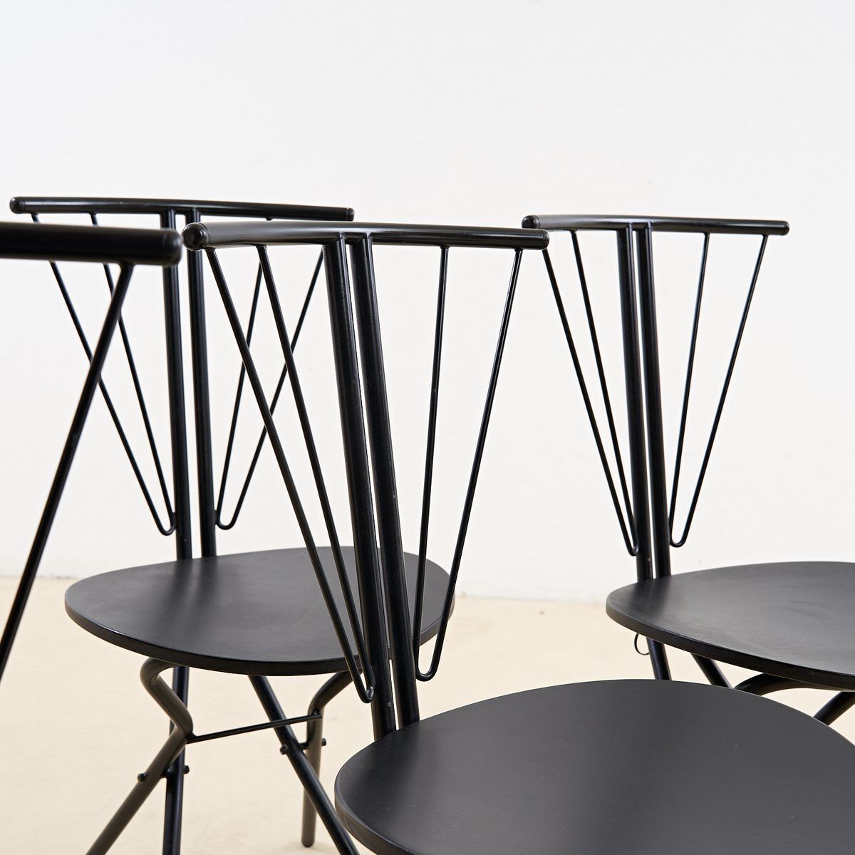 Set Of Six 70's Design Chairs In Metal And Wood photo for sale