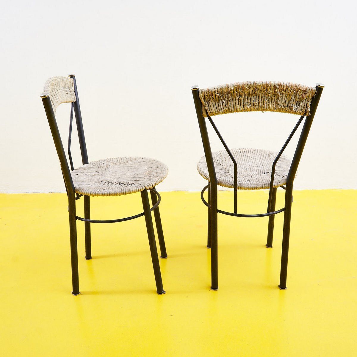 Pair Of Straw Covered Metal Chairs photo 287.0