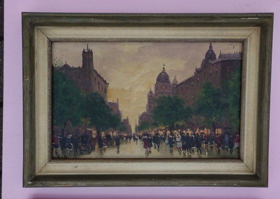 Antal Berkes, Impressionist Scenes, 1890s 1910s, Oil On Canvases, Set Of 2 photo vintage