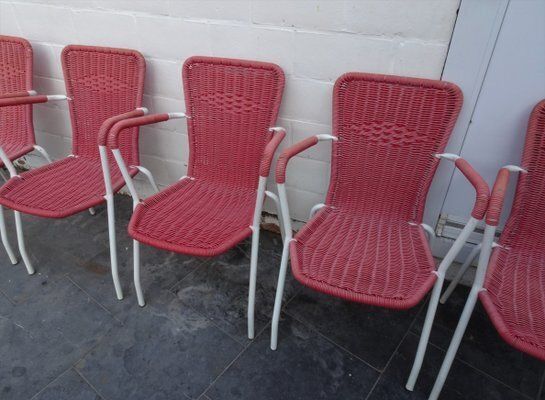 Italian Pink Plastic Chairs From Scoubidou, 1950s, Set Of 6 photo Furniture