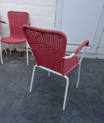 Italian Pink Plastic Chairs From Scoubidou, 1950s, Set Of 6 photo vintage
