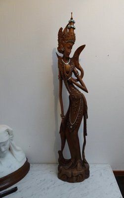 photo for sale Large Balinese Hand Carved Coromandel Wooden Sculpture Of Dancer, Indonesia, 1920s 1940s