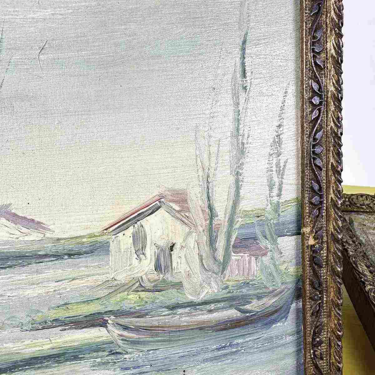 Pair Of Vintage Paintings Oil On Panel photo 61.0