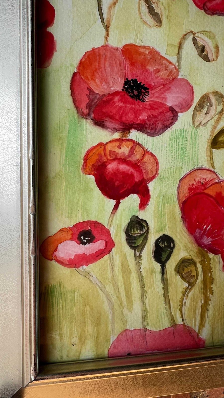 Contemporary Signed Watercolour ‘Wwi Peace’ Depicting Poppies By Catriona Cattle photo Art