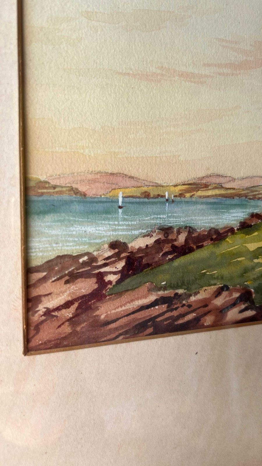 Early 1900s Watercolour Painting Of A Coastal Castle By G. Porteous photo Art