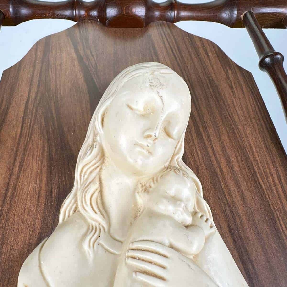 Vintage Headboard In Wood And Resin, Madonna With Child photo furniture