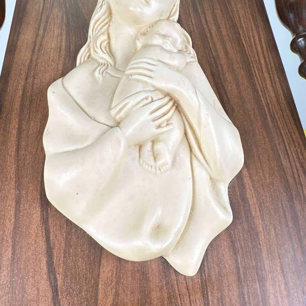 Vintage Headboard In Wood And Resin, Madonna With Child photo for sale
