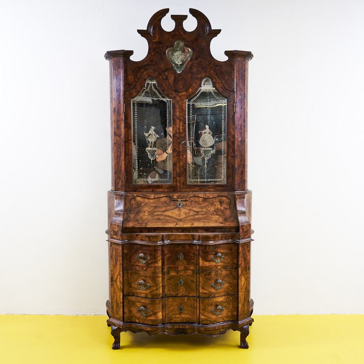 Early 1900s Walnut Veneered Troumeau