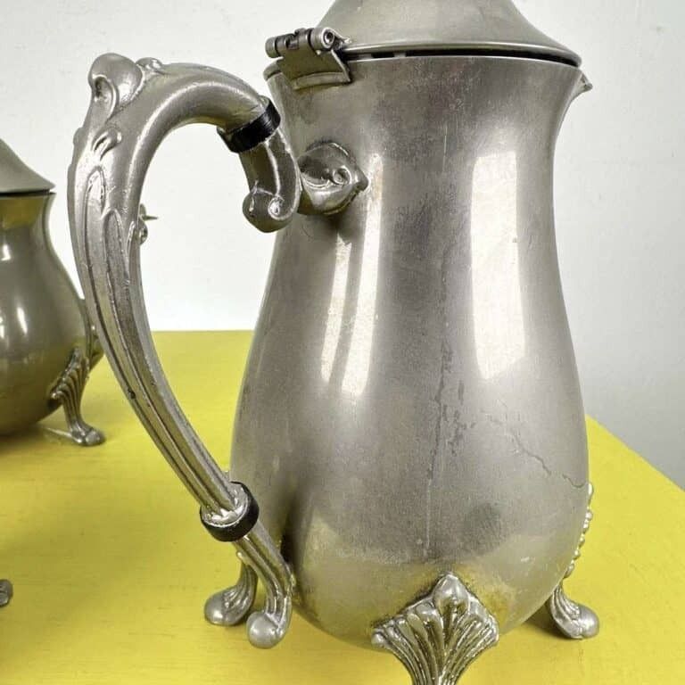 Pair Of Vintage Metal Teapots And Milk Jug photo Home Decor