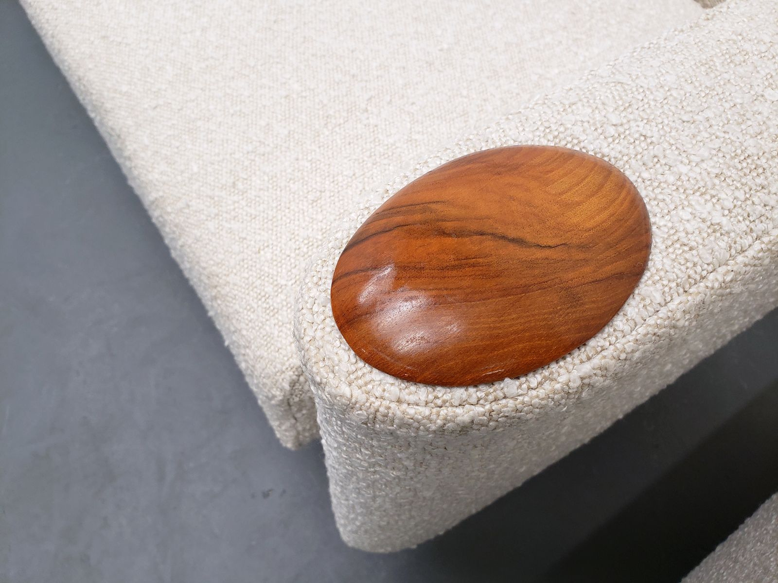 photo furniture 1960's Danish Lounger Chair In Beige Boucle