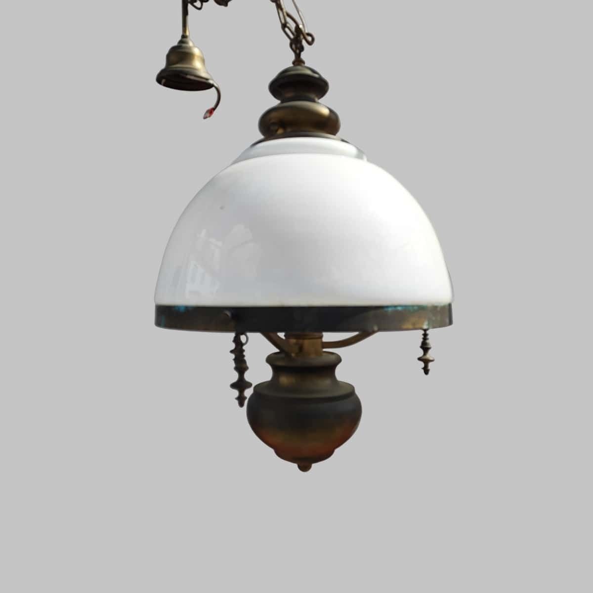 Opal Glass And Metal Chandelier