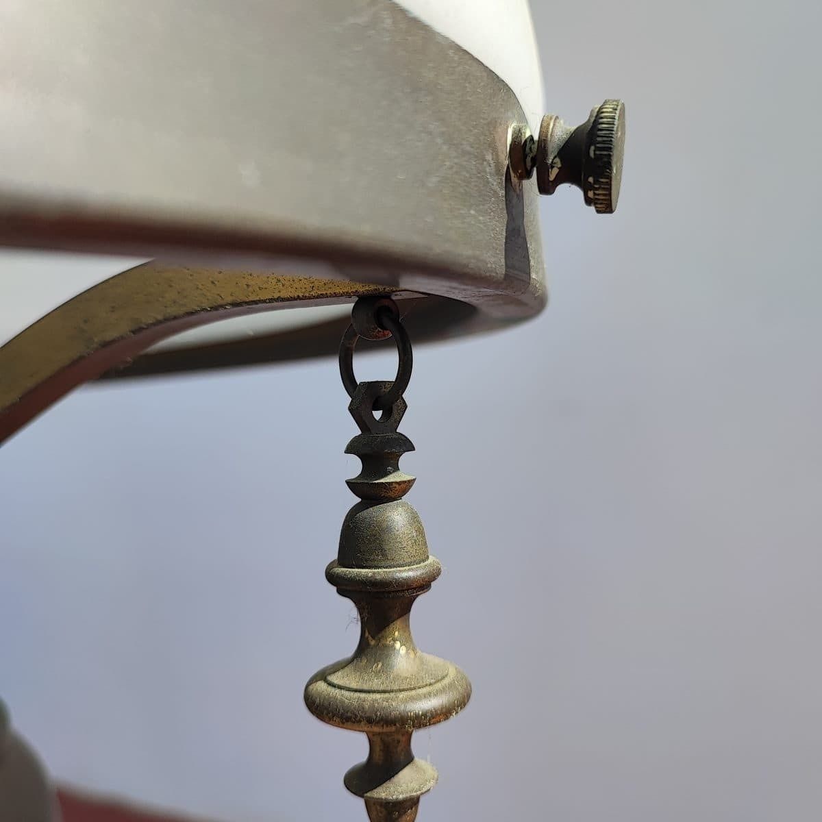 Opal Glass And Metal Chandelier photo vintage