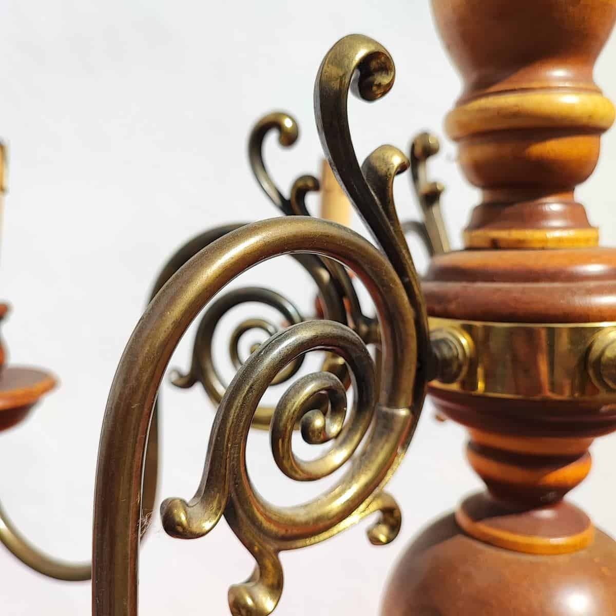 Vintage Wooden And Metal Chandelier photo vinterior
