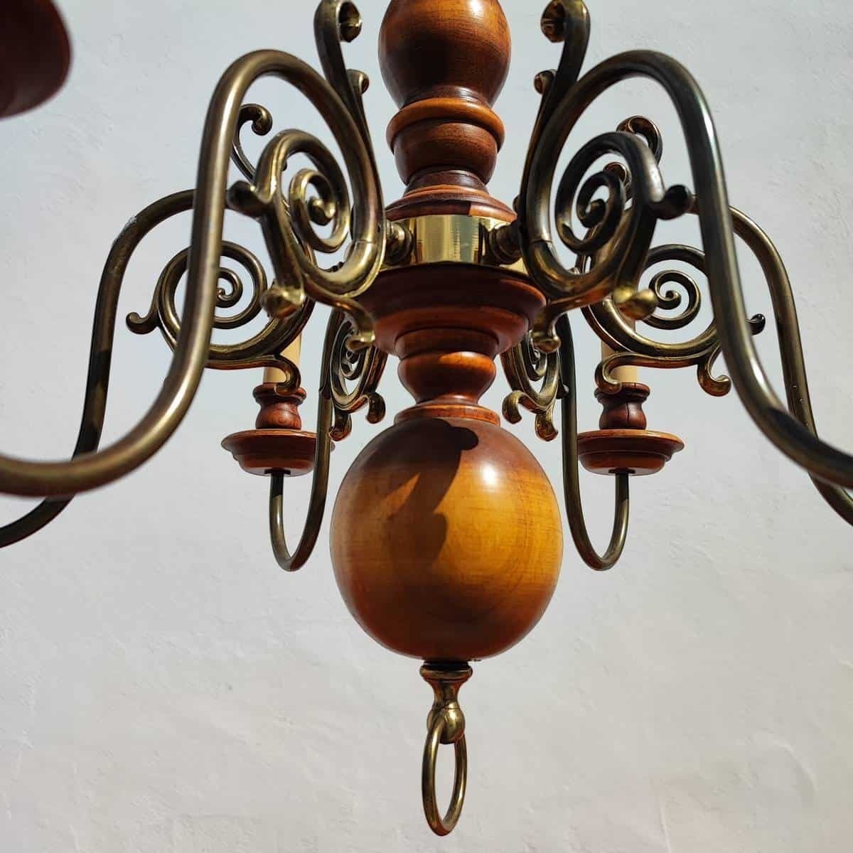 Lighting Vintage Wooden And Metal Chandelier photo
