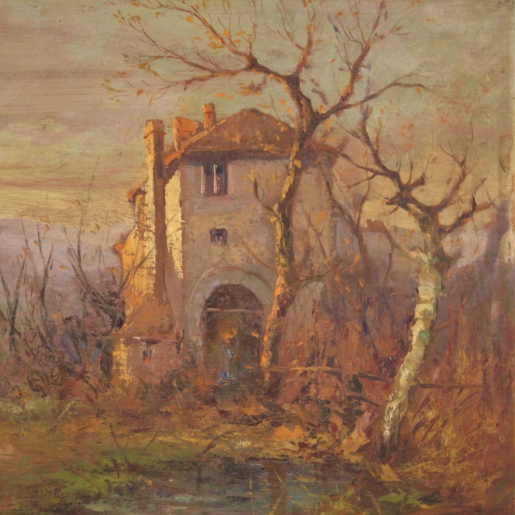 photo for sale Landscape Signed Ferrari Oil On Board From The 1930s