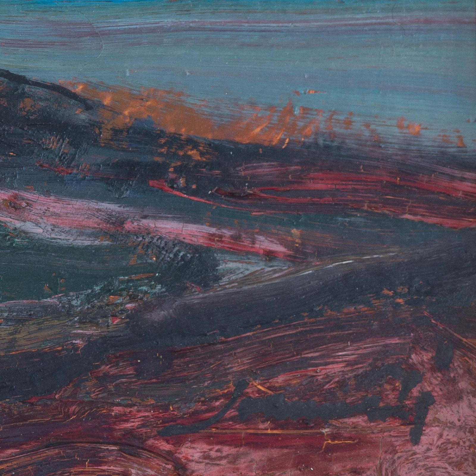 Expressief Impressionistisch Kustzonsondergang Wolkenstudie – Olieverfschilderij photo vinterior