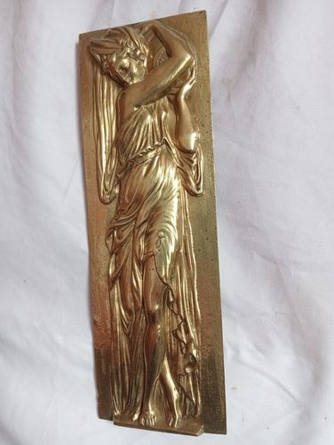 Art Nouveau Water Nymph Brass Plaque photo vinterior