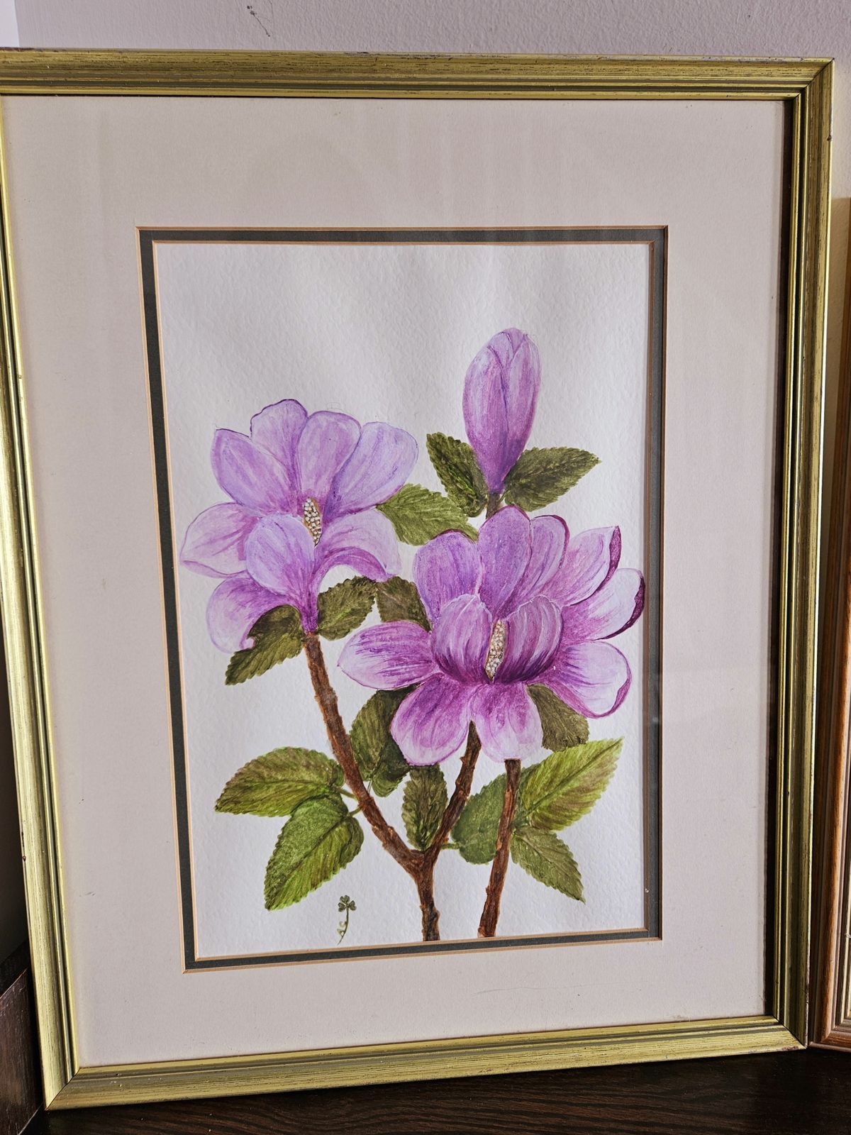 Pair Of Framed Floral Watercolours By Artist Anna Clover (1927   2024) photo for sale