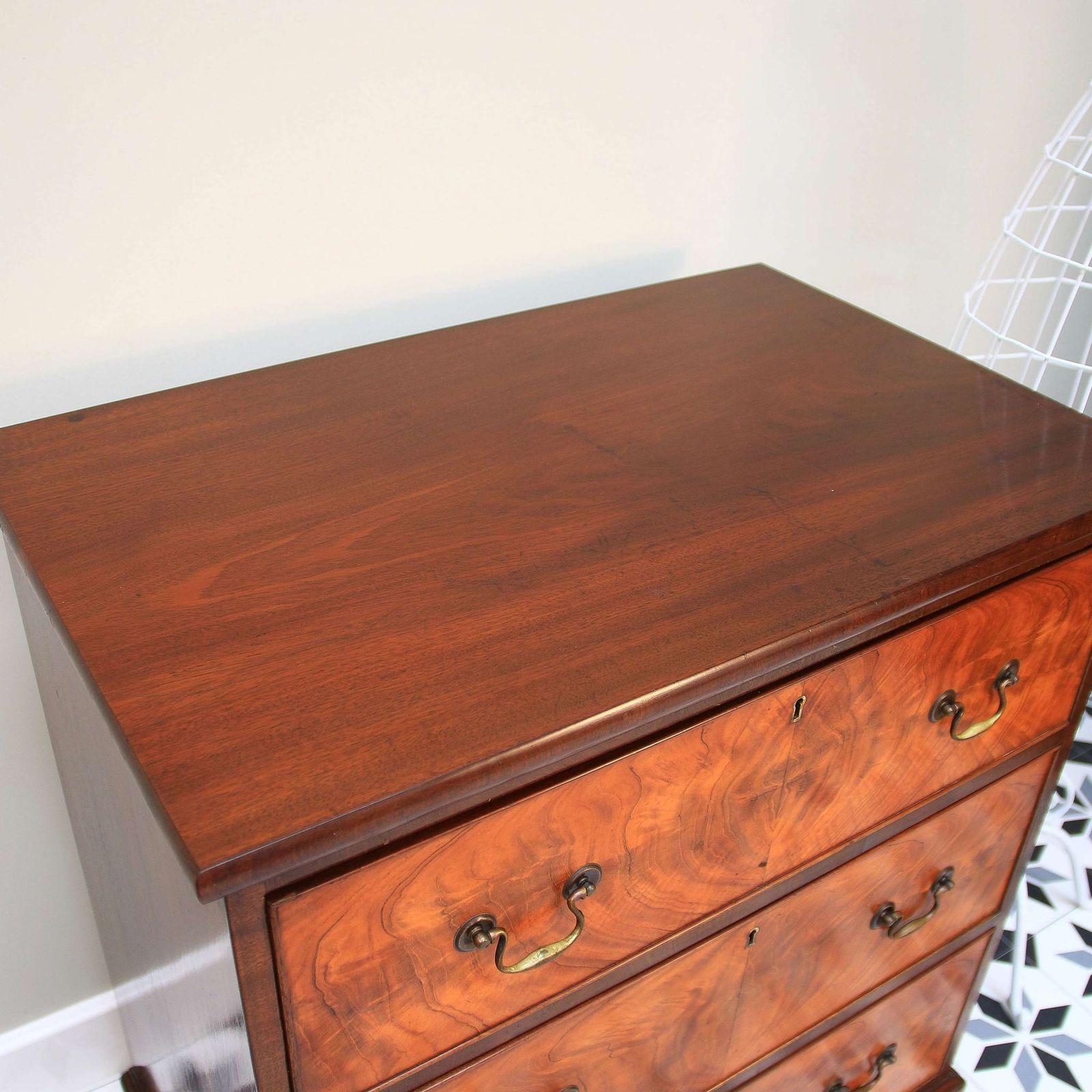photo for sale Chest Of Draws Georgian Style Mahogany Chest Of Three Graduated Draws