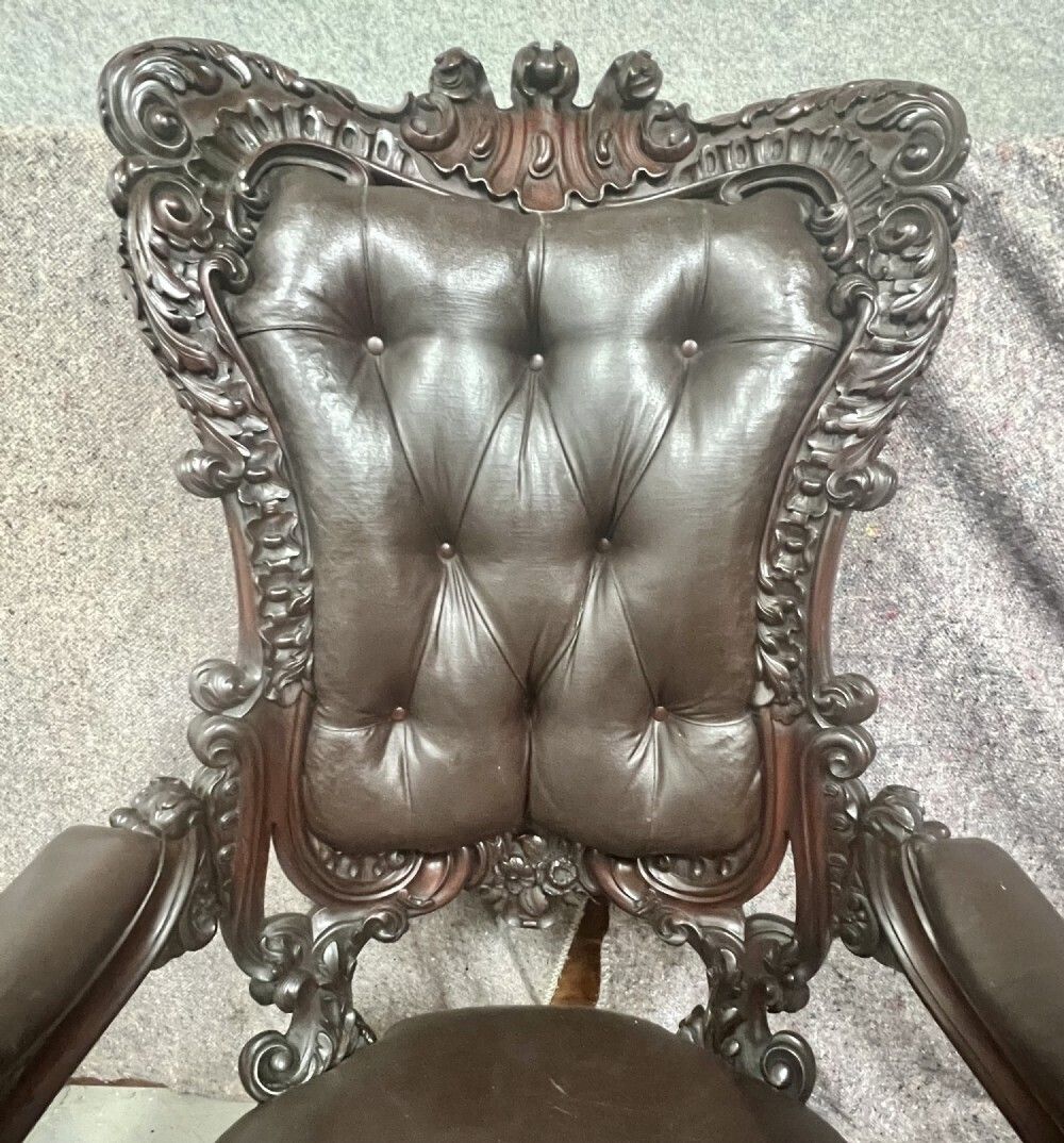 1265.0 Superb Large Victorian Mahogany Armchair photo