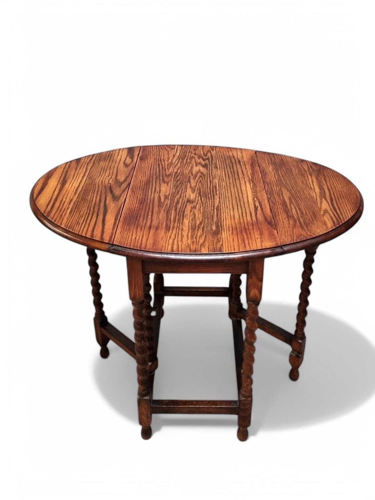 photo furniture Antique English Drop Leaf Table / Barley Twist / 1890s 1900s