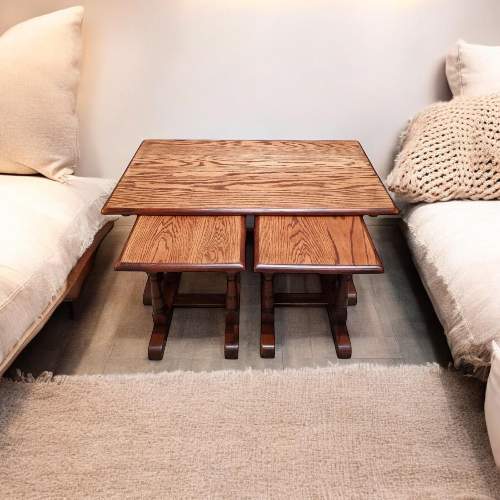 Vintage Old Charm Wood Bros Coffee Table / Nest Of Tables / Set Of 3 / C1970