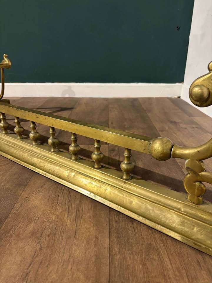 Ornate Victorian Brass Fender photo for sale