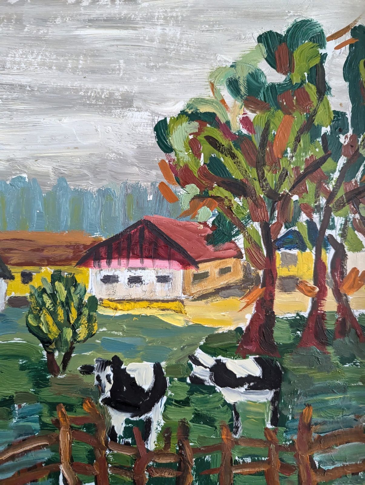 photo furniture Grazing Cows Oil Painting, 1980s