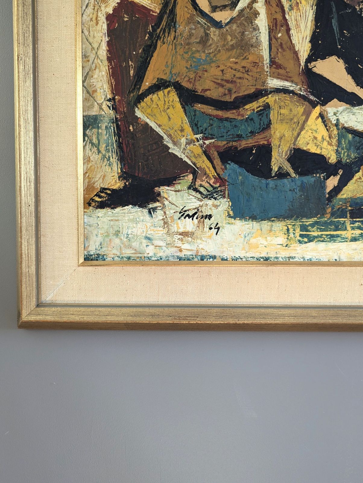 Geometric Gathering Oil Painting photo vinterior