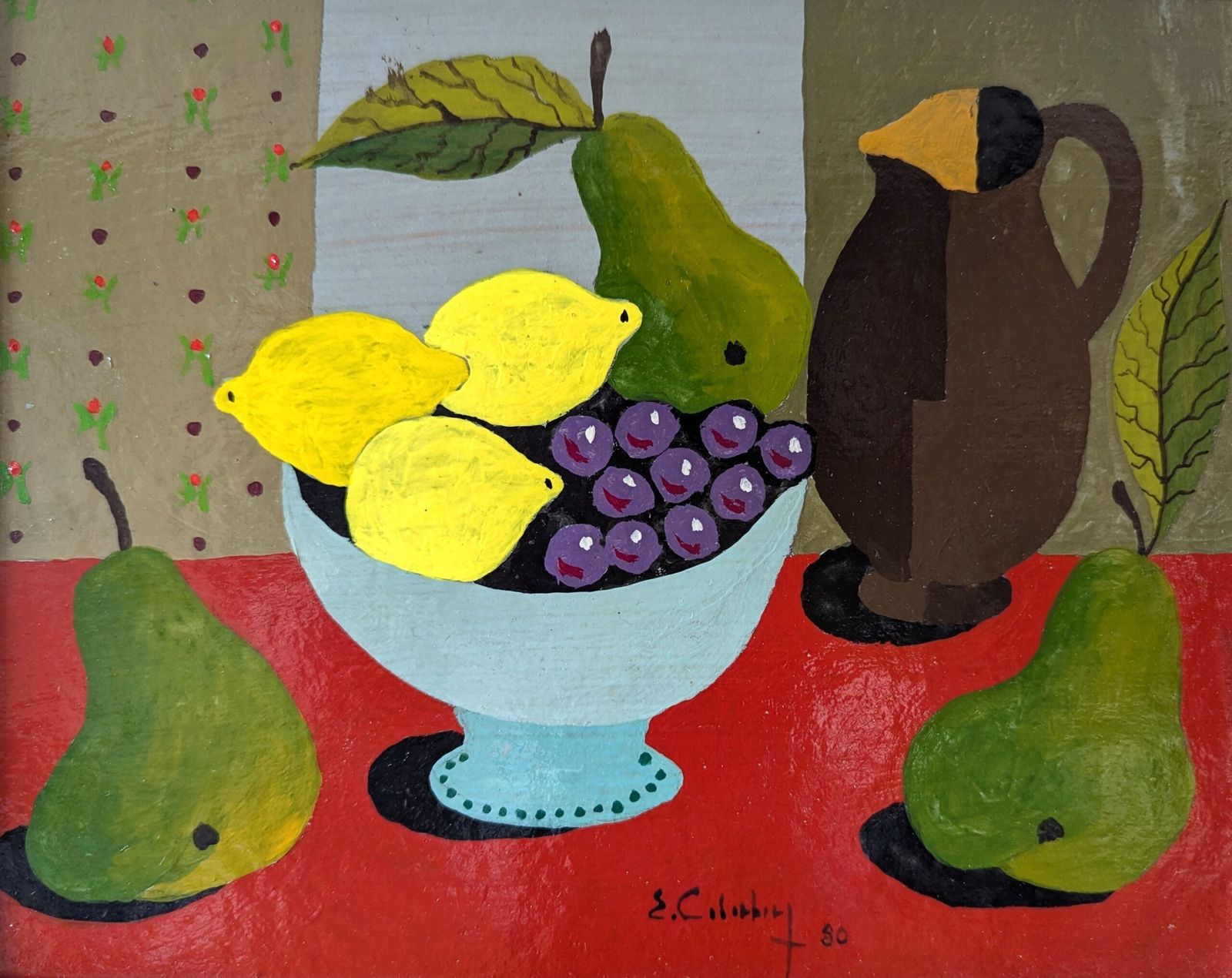 Lemon & Pears Oil Painting, 1980s photo buy