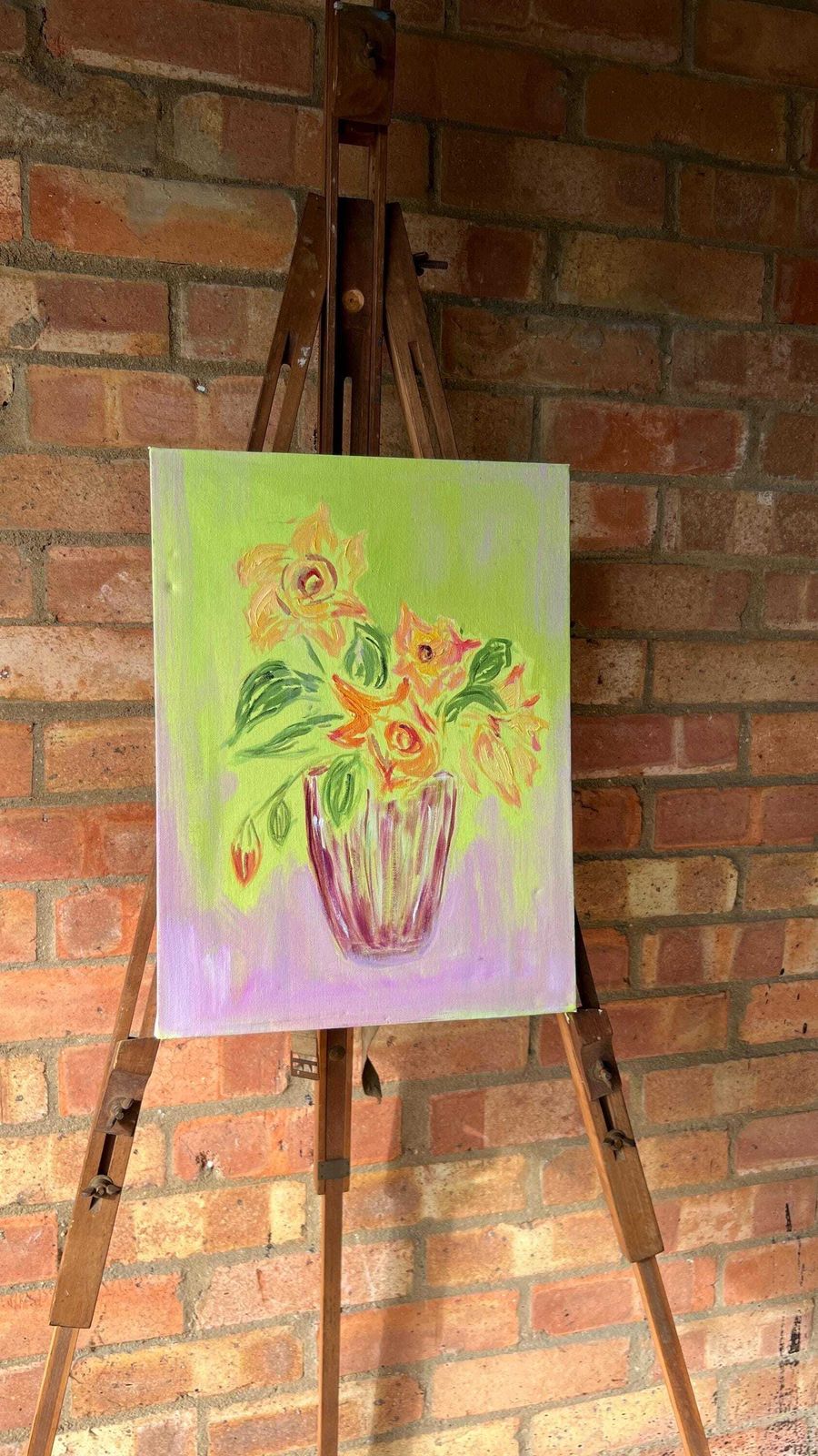 Original Contemporary Floral Oil Painting On Stretched Canvas – Vibrant Impressionist Artwork