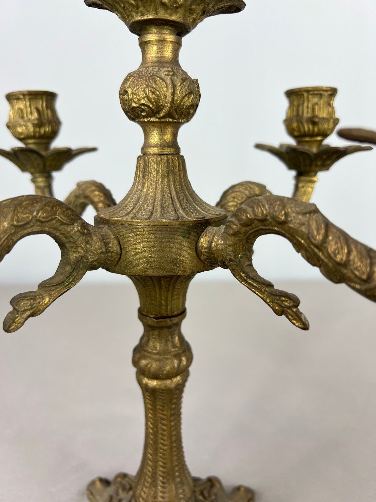 Antique French Brass Candelabra – Ornate 5 Arm Candle Holder (Lot 3604) photo 149.0