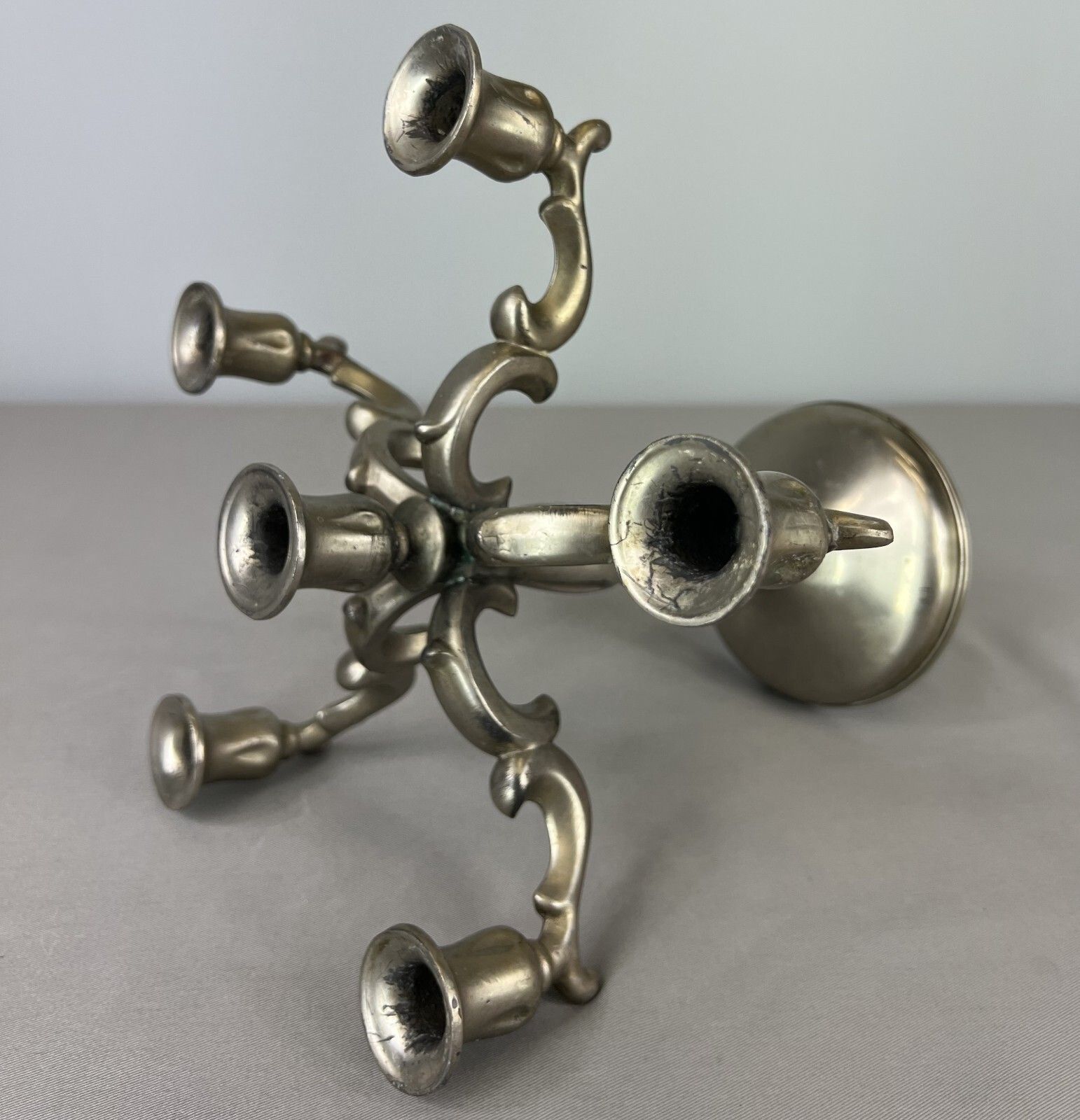 Antique Silver Plated 6 Arm Candelabra – Classic Baroque Style (Lot 3607) photo buy