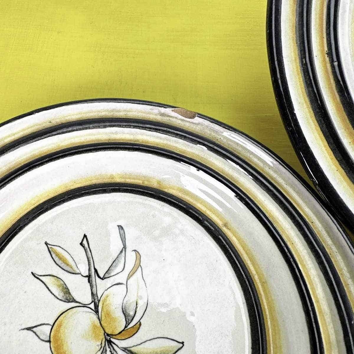 Vintage Glazed Terracotta Plates Cas, 5 Pieces photo 50.0
