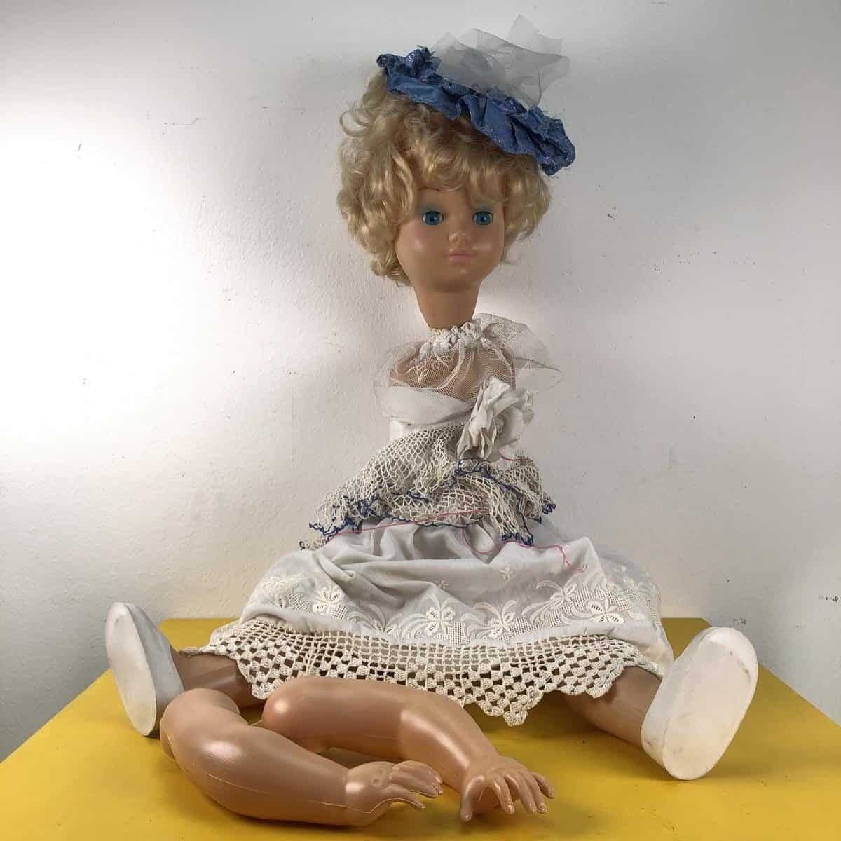60's Doll With Prev Lamp Brand Made In Italy To Be Fixed