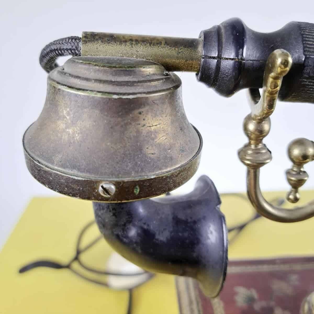 Vintage Telephone In Wood And Metal Hand Painted photo Home Decor