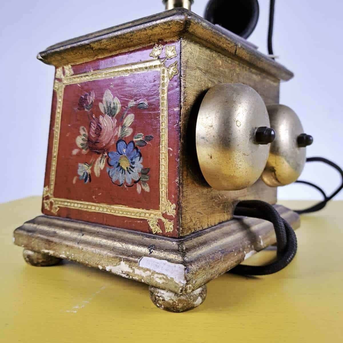 photo furniture Vintage Telephone In Wood And Metal Hand Painted